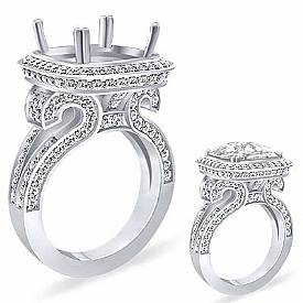 2.25Ct Cushion Diamond Vintage Engagement Ring Setting 14k Gold