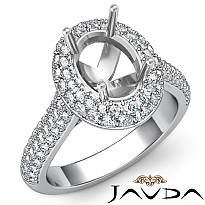 1.5CT Diamond Engagement Ring Halo Pave Setting 14k White Gold Oval Semi Mount