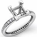 0.50Ct Pave Diamond Engagement Ring Princess Setting 14k White Gold