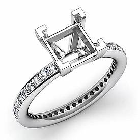 0.50 Ct Diamond Women Engagement Semi Mount Ring Princess Setting 14k White Gold