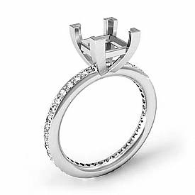 0.50 Ct Diamond Women Engagement Semi Mount Ring Princess Setting 14k White Gold