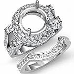 1.70 Ct Pave Diamond Engagement Ring Round Bridal Set 14k White Gold