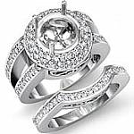 1.85Ct Pave Diamond Engagement Ring Round Bridal Set 14k White Gold