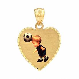 2.5g 14K Yellow Gold Boy Picture Heart Charm