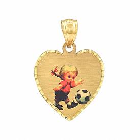 2.5g 14K Yellow Gold Girl Picture Heart Charm