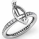 0.45Ct Pave Diamond Engagement Ring Marquise Setting 14k White Gold