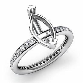 0.45Ct Pave Diamond Engagement Ring Marquise Setting 14k White Gold