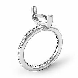 0.45Ct Pave Diamond Engagement Ring Marquise Setting 14k White Gold