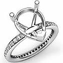 0.51Ct Pave Diamond Engagement Ring Pear Setting 14k White Gold
