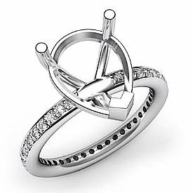 0.51Ct Pave Diamond Engagement Ring Pear Setting 14k White Gold