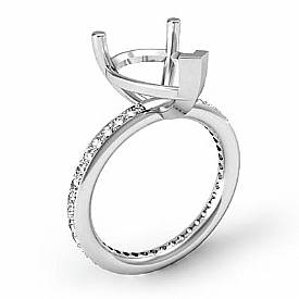 0.51Ct Pave Diamond Engagement Ring Pear Setting 14k White Gold