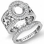 2Ct Antique Diamond Engagement Ring Oval Bridal set 14k White Gold
