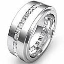 1.70 Ct Princess Diamond Man Eternity Wedding Band Gold