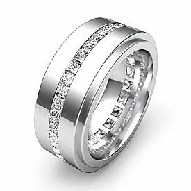 1.70 Ct Princess Diamond Man Eternity Wedding Band Gold