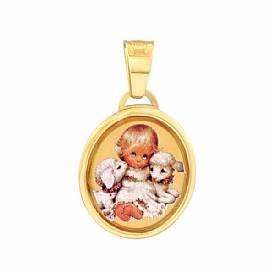 1.1g 14k Yellow Gold Italian Girl Round Picture Charm