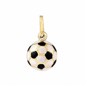 1.2g 14k Yellow Gold Soccer Ball Italian Enamel Charm
