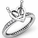 0.51Ct Pave Diamond Engagement Ring Heart Setting 14k White Gold