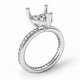 0.51Ct Pave Diamond Engagement Ring Heart Setting 14k White Gold