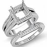 1.35Ct Diamond Engagement Ring Princess Bridal set 14k White Gold