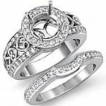 1.20Ct Vintage Diamond Engagement Ring Round Bridal Set 14k W Gold
