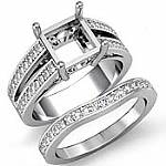 1.25Ct Diamond Engagement Ring Princess Setting Bridal Set 14k Gold