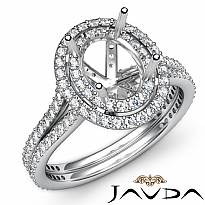 1.5Ct Diamond Vintage Engagement Halo Setting Ring Oval SemiMount 14K White Gold
