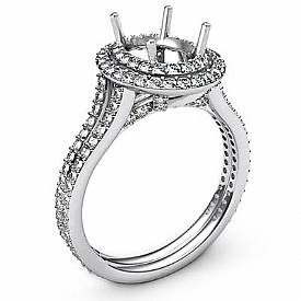 1.50CT OVal Vintage Diamond Semi Mount Engagement Ring W Gold