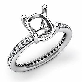 0.51Ct Diamond Engagement Ring Cushion Setting 14k White Gold
