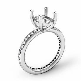 0.51Ct Diamond Engagement Ring Cushion Setting 14k White Gold