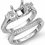 1.5Ct Diamond 3 Stone Engagement Ring Round Bridal Set 14k W Gold