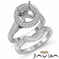 2Ct Antique Diamond Matching Wedding Band Semi Mount Ring 14k Wh Gold Bridal Set