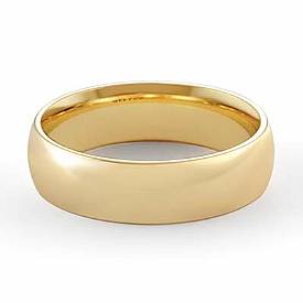 14k Plain Solid Yellow Gold Wedding Band Ring Comfort Fit 6 mm