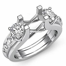 1 Ct Round Diamond 3 Stone Engagement Ring Setting White Gold