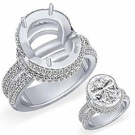 3 CT Oval Diamond Classic Engagement Ring Setting W Gold