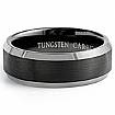 17.7g Tungsten Wedding Band Men Beveled Edges Black Enamel Plated