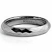 Mens Tungsten Carbide Wedding Polish Band Dome Facet Comfort Fit 4mm Ring