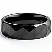 Men Tungsten Carbide Wedding Facet Band Black Enamel Comfort Fit 7mm Ring