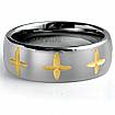 Men Tungsten Carbide Wedding Band Gold Plated Stars Comfort Fit 8mm Ring
