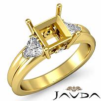 Diamond Engagement Three 3Stone Trillion Princess Setting Ring 18k Gold Yellow  (0.62Ct. tw.)