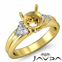 Diamond Engagement Three 3 Stone Trillion Round Setting Ring 18k Gold Yellow  (0.6Ct. tw.)
