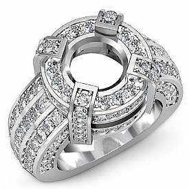 2.90 CT Round Princess Diamond Engagement Ring WHite Gold