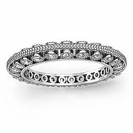 0.59 ct Round Diamond Vintage Eternity Wedding Ring Band W Gold