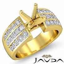 Princess Round Diamond Engagement Ring 14k Gold Yellow Channel Setting Semi Mount (1Ct. tw.)