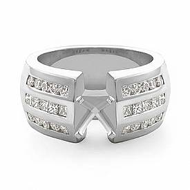 1 CT Princess & Round Diamond Engagement Ring W Gold