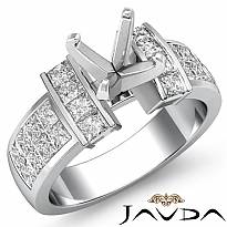 1.03Ct Princess Diamond Invisible Setting Engagement Women's Ring 14k White Gold