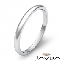 14k White Gold Mens Wedding Band Polish Plain Dome Solid Ring 2mm 1.7g 4sz