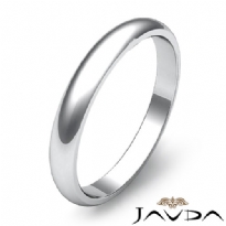 3mm Dome Plain Ring Simple Mens Wedding Solid Band 14k White Gold 2.4g 4sz
