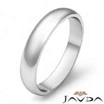 Classic Men 4mm Solid 14k White Gold Plain Dome Wedding Ring Band 3.2g 4sz