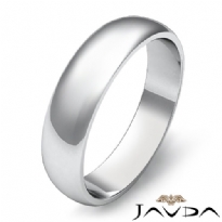 5mm Solid 14k White Gold Dome Plain Polish Mens Wedding Band Ring 3.9g 4sz