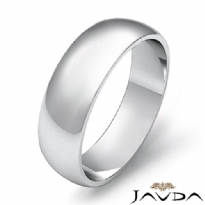 Mens Wedding Band Dome Plain Polish Solid Ring 6mm 14k White Gold 4.7g 4sz